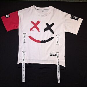 Demischo Streetwear Graphic T-Shirt | Mens XS | White Red Black Hardware